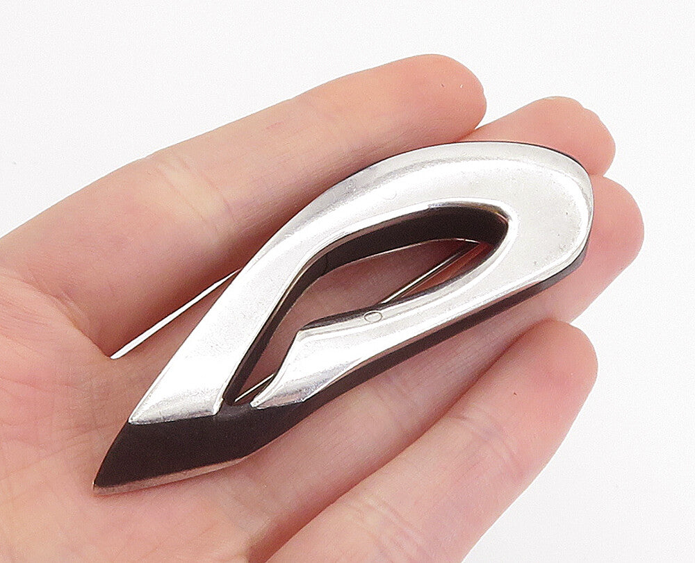 925 Sterling Silver  Vintage Modernist Two Tone Design Brooch Pin  BP2864