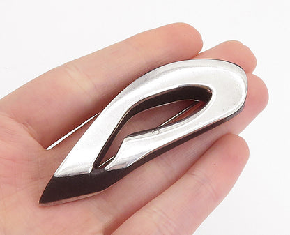 925 Sterling Silver  Vintage Modernist Two Tone Design Brooch Pin  BP2864