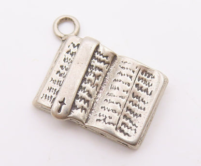 925 Sterling Silver  Vintage Open Religious Holy Bible Charm Pendant  PT21579