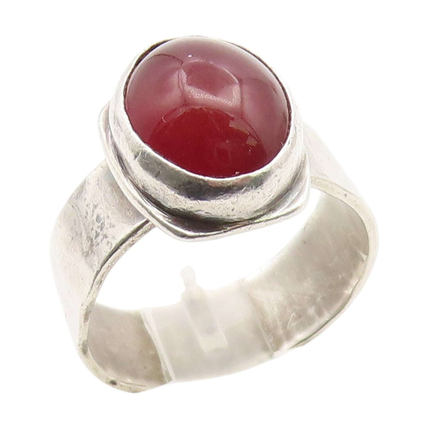 925 Sterling Silver Vintage Ring Classic Cabochon Carnelian Band  Sz 6  RG35123