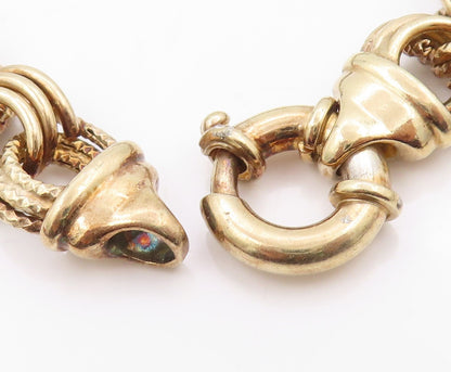 925 Sterling Silver Vintage Bracelet Gold Plated Roped Linked Rings  BT11072