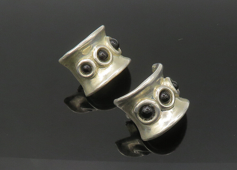BATAMI ISRAEL 925 Silver  Vintage Black Onyx Non Pierce Earrings  EG10862