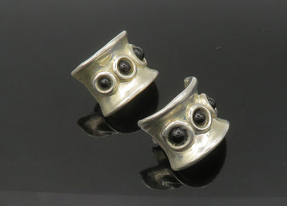 BATAMI ISRAEL 925 Silver  Vintage Black Onyx Non Pierce Earrings  EG10862