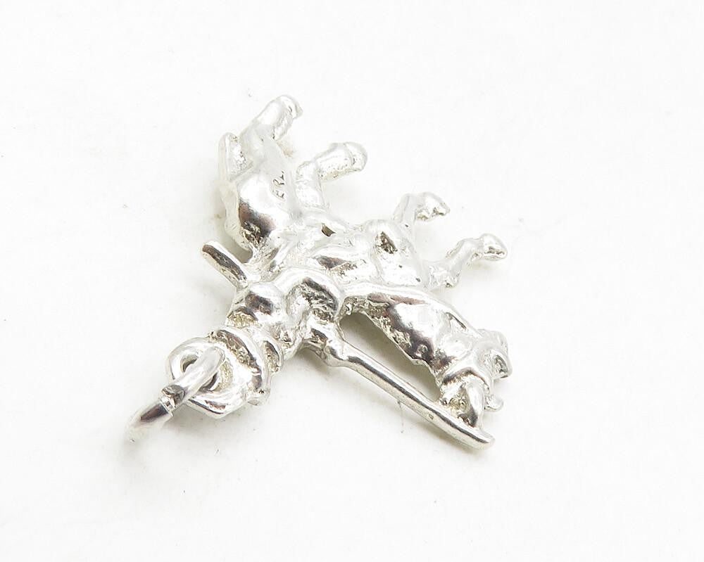 925 Sterling Silver  Vintage Petite Shiny Soldier On Horse Pendant  PT6913
