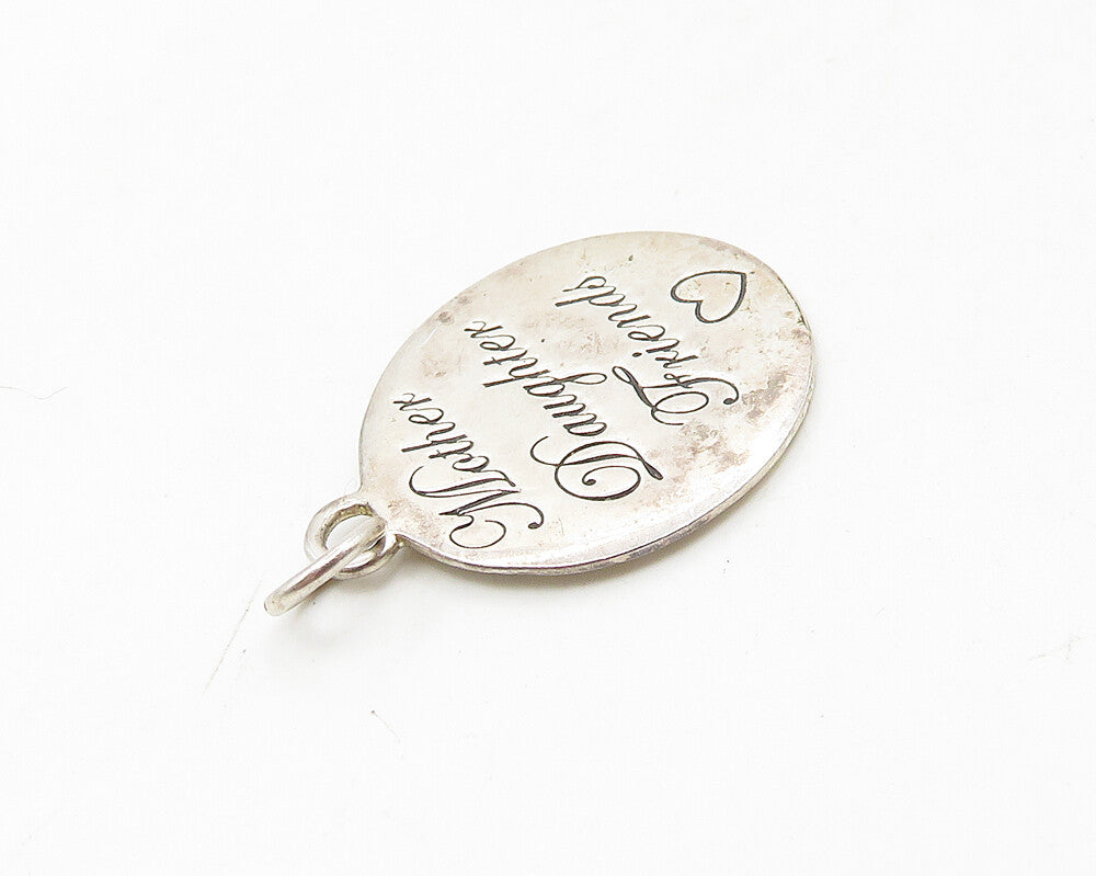 925 LA Sterling Silver  Vintage Mother Daughter Friends Pendant  PT14782