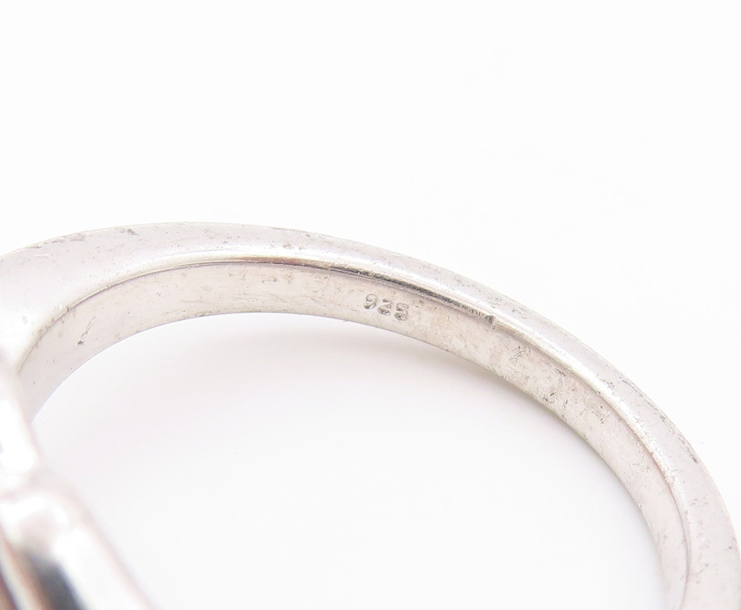 925 Sterling Silver Vintage Ring Modernist Genuine Round Diamonds Sz 7 RG32889