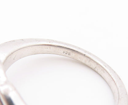 925 Sterling Silver Vintage Ring Modernist Genuine Round Diamonds Sz 7 RG32889