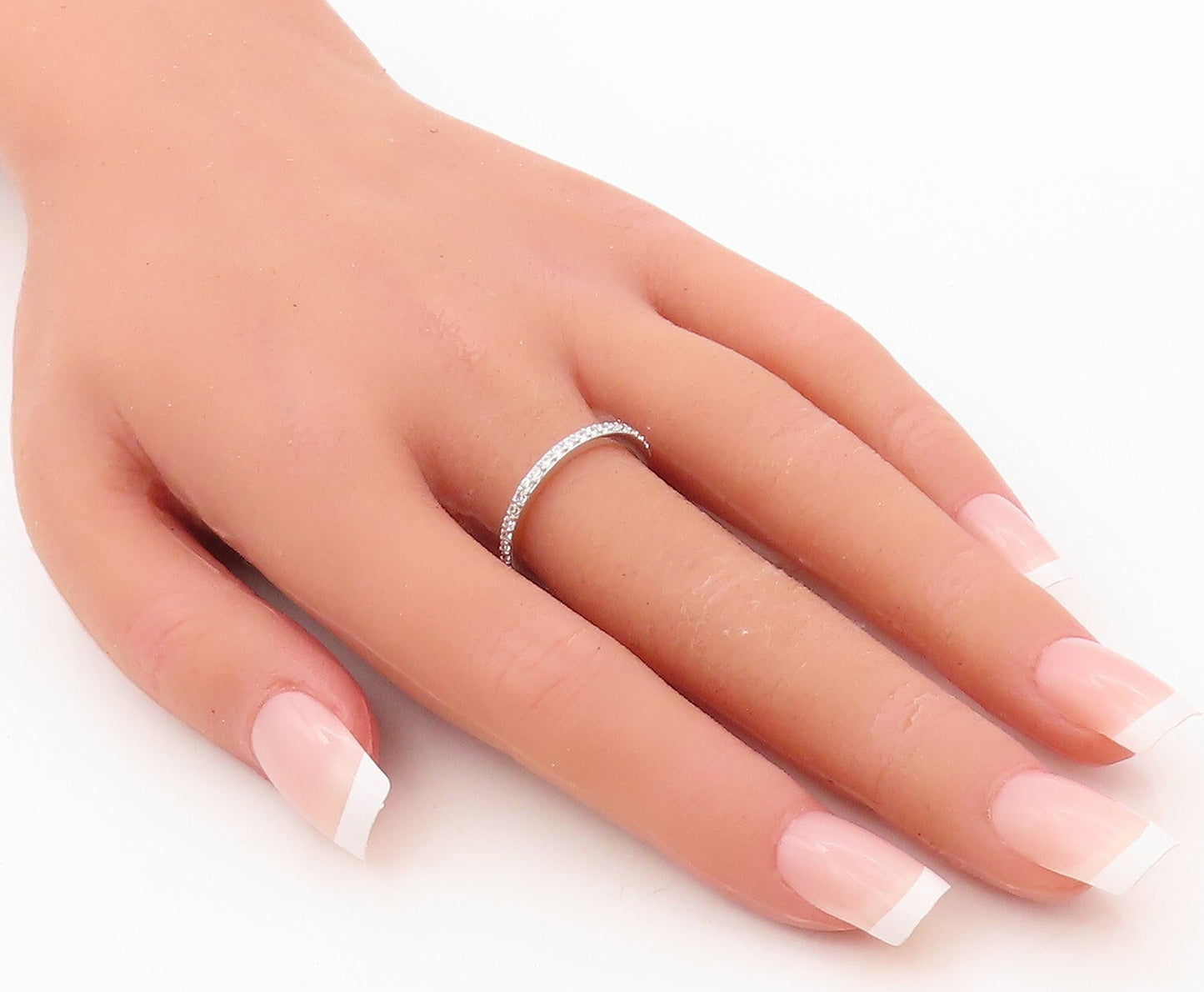 925 Sterling Silver Vintage Ring Minimalist CZ Inlay Band Sz 7 RG30642