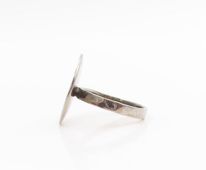 925 Sterling Silver Vintage Ring Love Heart Hammered Coin Band  Sz 6.5  RG33894