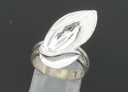 925 Sterling Silver  Vintage Shiny Floral Leaves Band Ring Sz 6  RG20455
