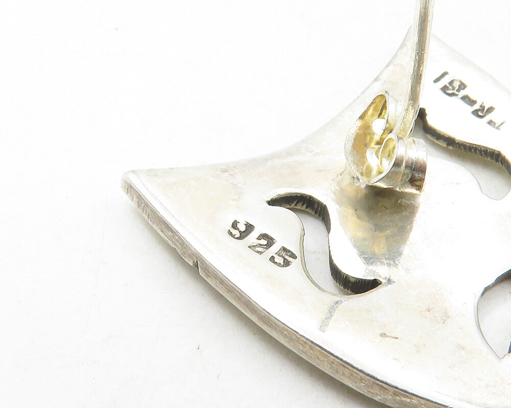 MEXICO 925 Silver  Vintage Cutout Dramatic Theater Masks Drop Earrings  EG5059