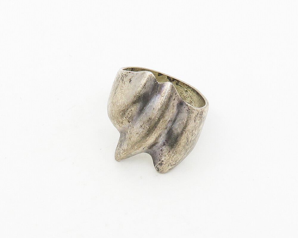 MEXICO 925 Sterling Silver  Vintage Dark Tone Fluted Band Ring Sz 9  RG18718