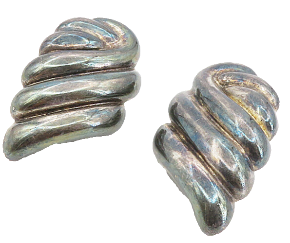 FREDERIC JEAN DUCLOS 925 Silver  Vintage Oxidized Non Pierce Earrings  EG4517