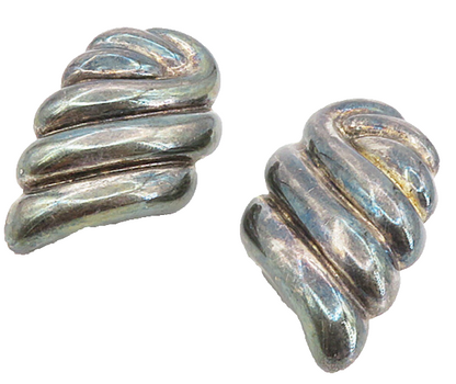FREDERIC JEAN DUCLOS 925 Silver  Vintage Oxidized Non Pierce Earrings  EG4517