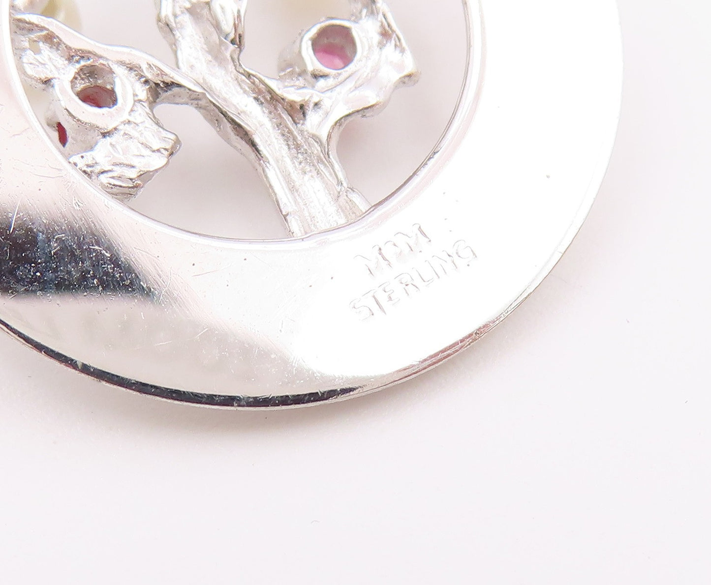 925 Sterling Silver  Petite Pearls Garnet & Topaz Tree Of Life Pendant PT15142