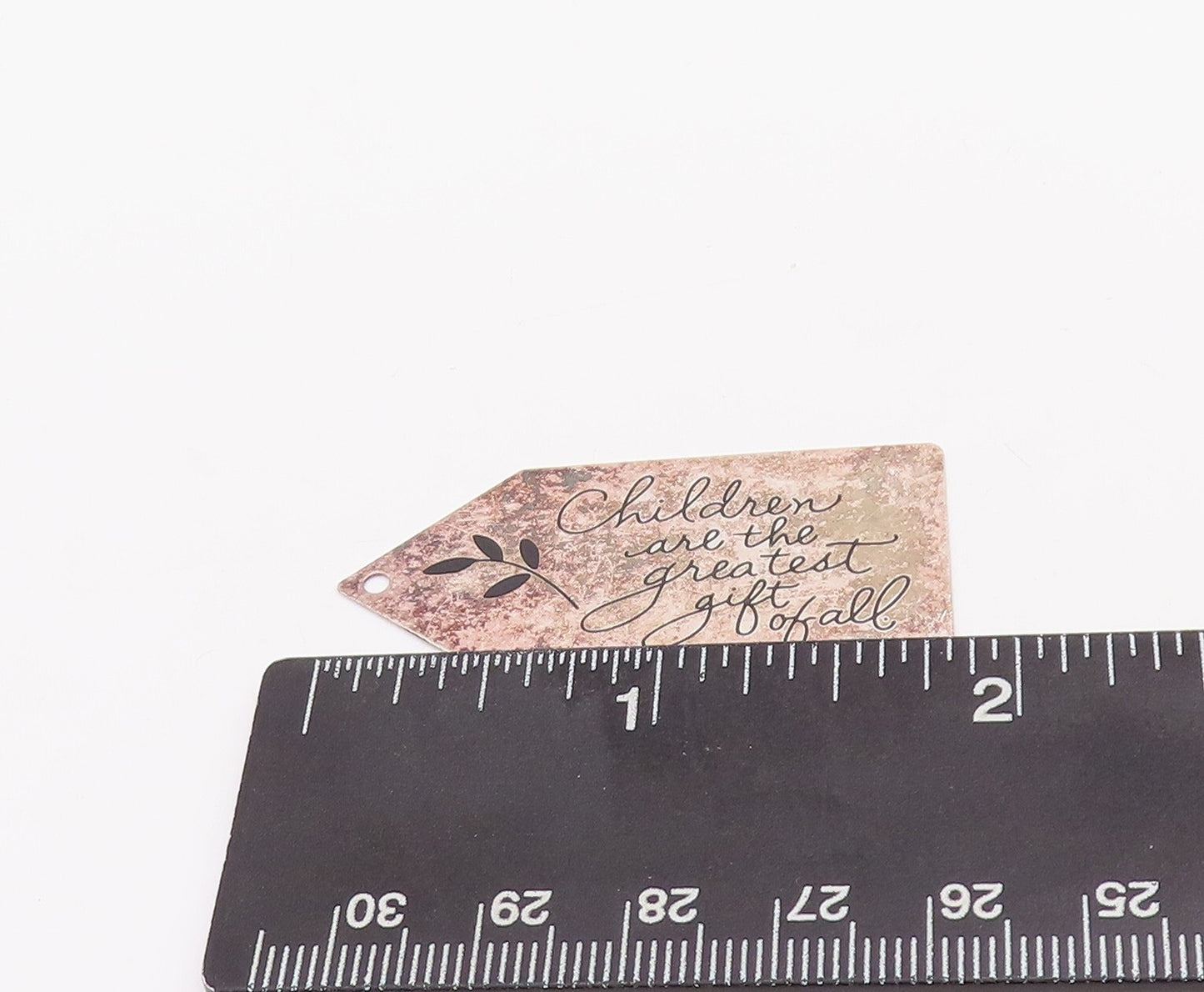925 Sterling Silver Vintage Pendant Minimalist Etched Message On Plate  PT23376