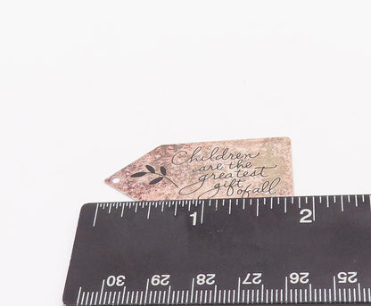 925 Sterling Silver Vintage Pendant Minimalist Etched Message On Plate  PT23376