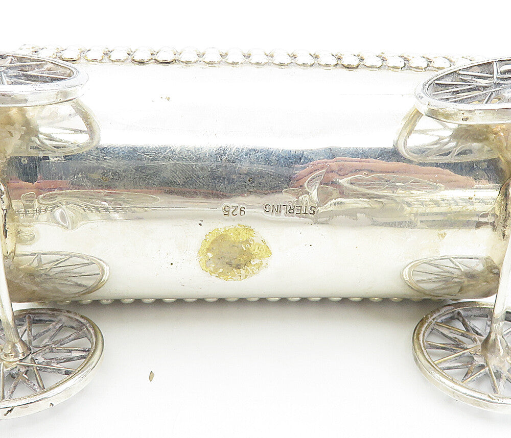 ISRAEL 925 Sterling Silver  Vintage Shiny Jewish Train Havdalah Set  TR1475
