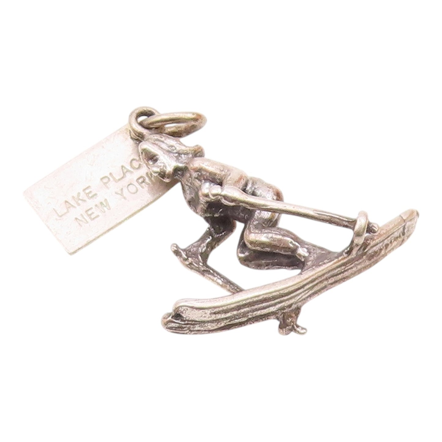 925 Sterling Silver  Vintage Woman Skiing Sports Charm Pendant  PT20816