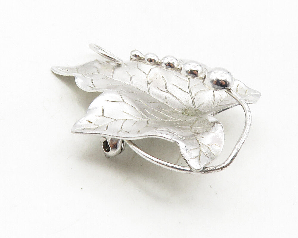 CARL ART 925 Sterling Silver  Shiny Single Autumn Leaf Brooch Pin  BP3776