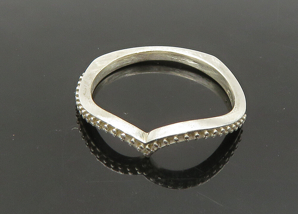 925 Sterling Silver  Vintage Shiny Pointed Design Band Ring Sz 7  RG22175