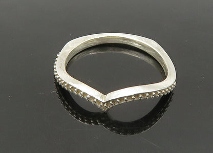 925 Sterling Silver  Vintage Shiny Pointed Design Band Ring Sz 7  RG22175