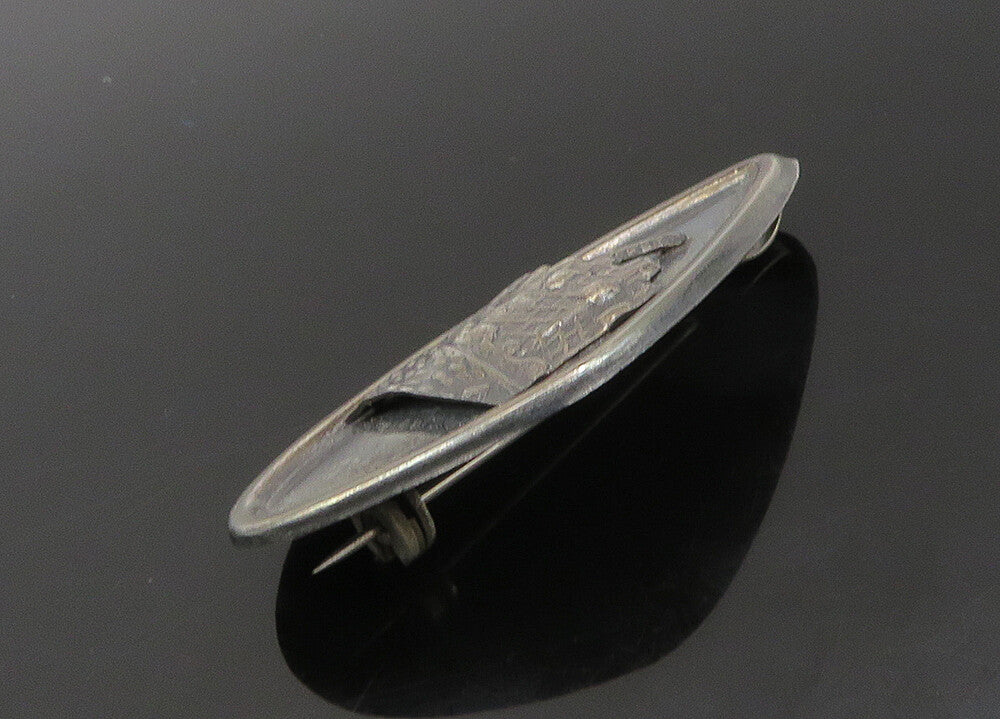 ISRAEL 925 Sterling Silver  Vintage Oxidized Old City Brooch Pin  BP8832