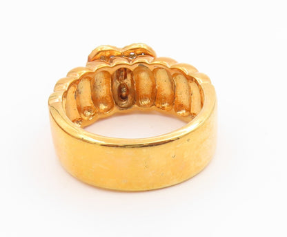 925 Sterling Silver Vintage Ring Gold Plated CZ Love Heart Band  Sz 7  RG35618