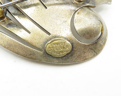 ERNEST STEINER 925 Sterling Silver  Vintage Modernist Design Brooch Pin BP7412