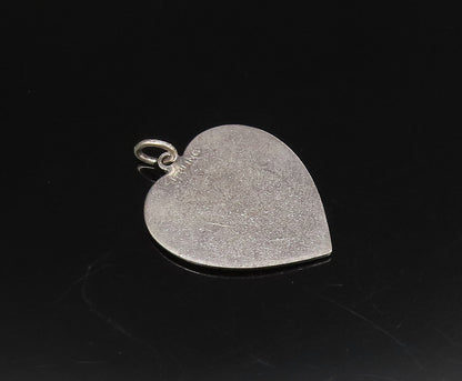 925 Sterling Silver Vintage Engraved Happy Birthday Love Heart Pendant PT21839