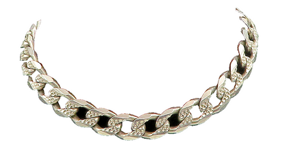 925 Sterling Silver  Vintage Shiny Chiseled Curb Link Chain Necklace  NE2558