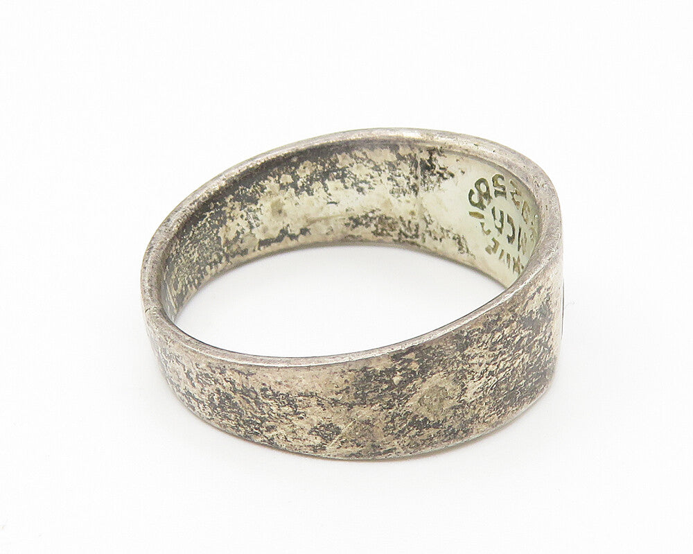 MCA MEXICO 925 Sterling Silver Vintage Inlaid Jasper Pattern Ring Sz 8  RG10882