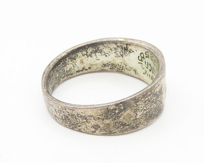 MCA MEXICO 925 Sterling Silver Vintage Inlaid Jasper Pattern Ring Sz 8  RG10882