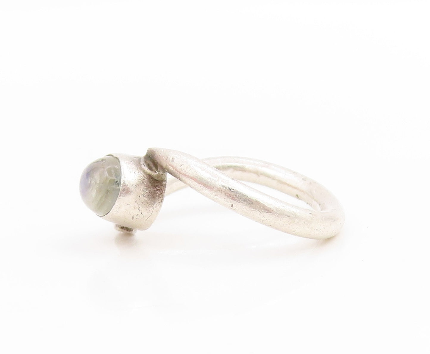 925 Sterling Silver Vintage Ring Cabochon Moonstone Bypass Band  Sz 5.5  RG34068