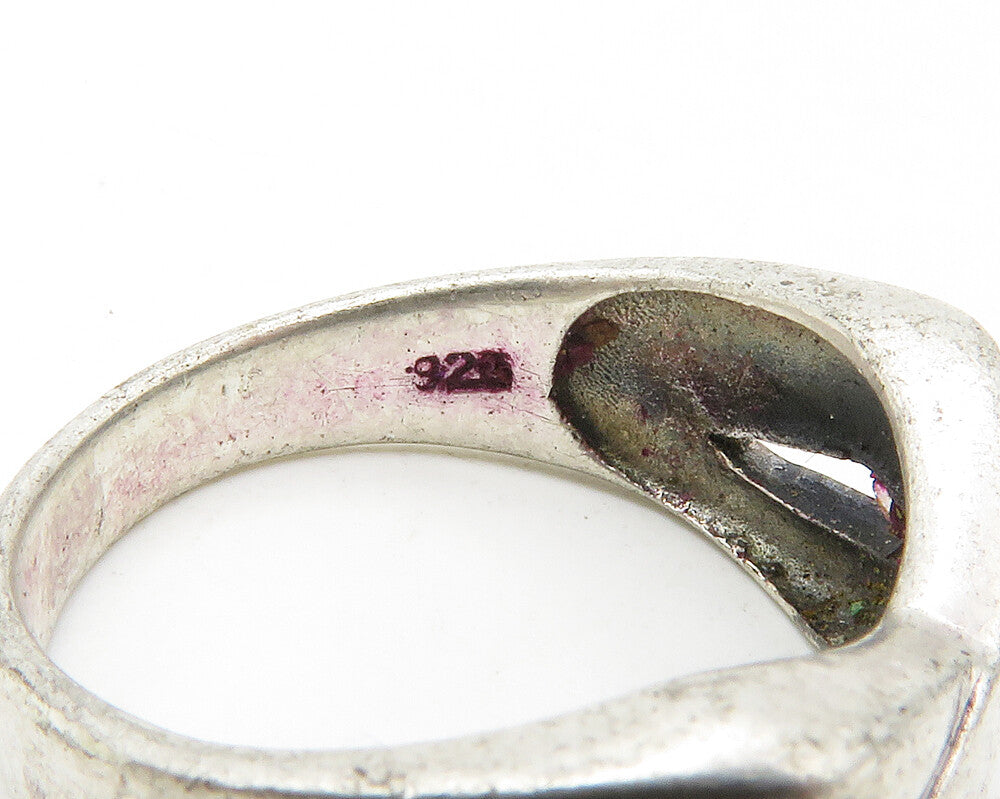 925 Sterling Silver  Vintage Shiny Crossover Dome Band Ring Sz 7   RG14468