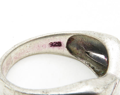 925 Sterling Silver  Vintage Shiny Crossover Dome Band Ring Sz 7   RG14468