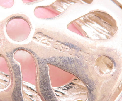 925 Sterling Silver Vintage Necklace ESPO SIG Beaded Chain Pink Gemstone  NE4235