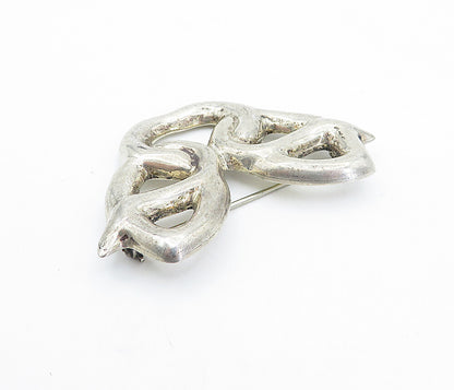 MEXICO 925 Sterling Silver  Vintage Open Tied Ribbon Design Brooch Pin  BP1091