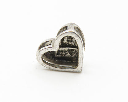 925 Sterling Silver  Vintage Genuine Diamond Accent Love Heart Pendant  PT8319