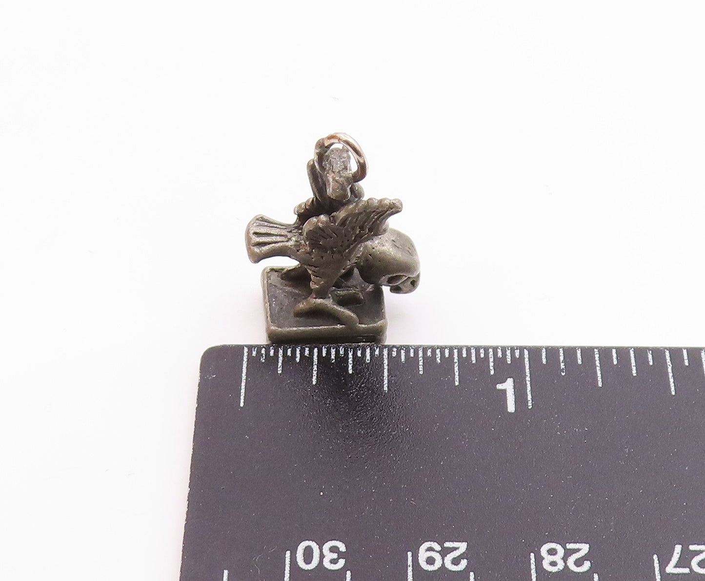 925 Sterling Silver Vintage Dark Tone Petite Bird Statue Pendant  PT15966