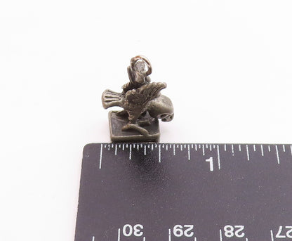 925 Sterling Silver Vintage Dark Tone Petite Bird Statue Pendant  PT15966