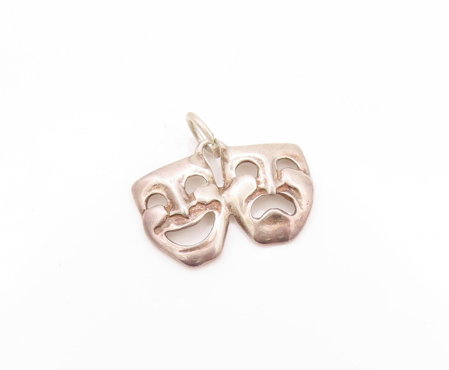 925 Sterling Silver Vintage Pendant Happy & Sad Mime Face Cutout  PT24167