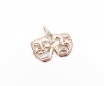 925 Sterling Silver Vintage Pendant Happy & Sad Mime Face Cutout  PT24167