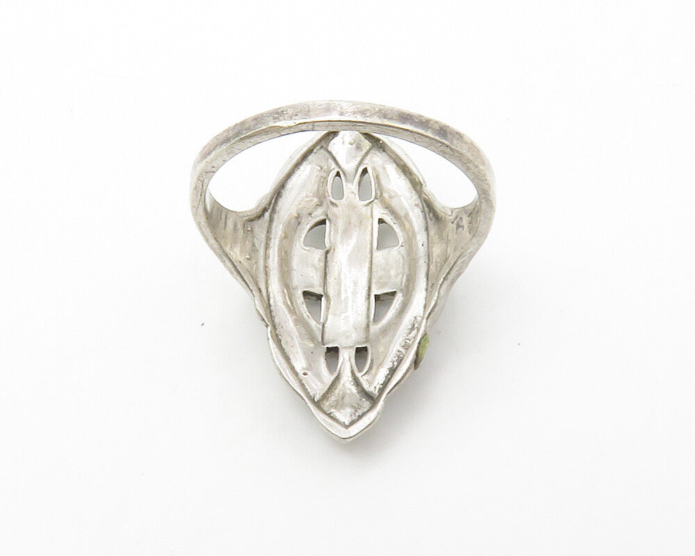 925 Sterling Silver  Vintage Sparkling Cross Detail Cocktail Ring Sz 6 RG14441