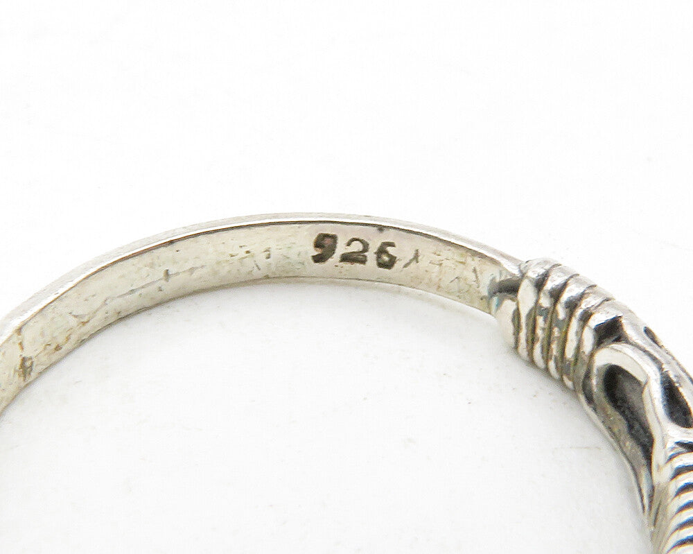 925 Sterling Silver Vintage Dark Tone Wire Swirl Band Ring Sz 7 RG13609