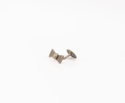 SOUTHWESTERN 925 Sterling Silver Vintage 3D Carved Bow Cufflinks TR3476