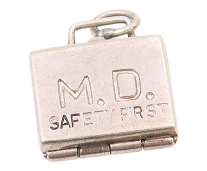 925 Sterling Silver  Vintage Safety First Kit Charm Pendant (OPENS)  PT21193