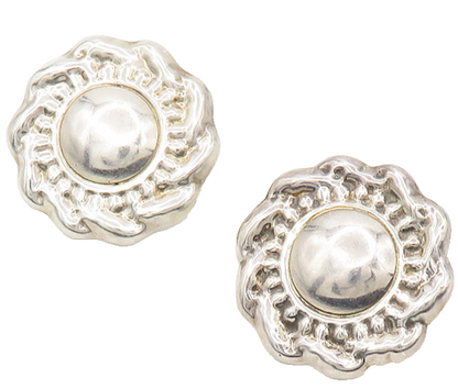 925 Sterling Silver  Vintage Shiny Polished Floral Drop Earrings  EG9082