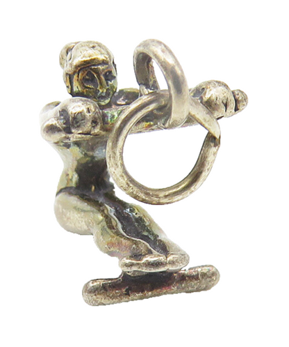 925 Sterling Silver  Vintage Petite Dark Tone Gymnast Sports Pendant  PT9063