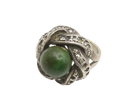 925 Sterling Silver Vintage Antique Jasper & Topaz Cocktail Ring Sz 5.5  RG17261
